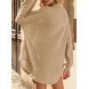 imageSHEWIN Womens Waffle Knit Button Down Shirts Casual Long Sleeve Shacket Jacket Boyfriend Tops Blouses Loose FitA Khaki