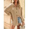 imageSHEWIN Womens Waffle Knit Button Down Shirts Casual Long Sleeve Shacket Jacket Boyfriend Tops Blouses Loose FitA Khaki