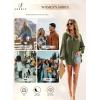 imageSHEWIN Womens Waffle Knit Button Down Shirts Casual Long Sleeve Shacket Jacket Boyfriend Tops Blouses Loose FitA Military Green