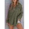 imageSHEWIN Womens Waffle Knit Button Down Shirts Casual Long Sleeve Shacket Jacket Boyfriend Tops Blouses Loose FitA Military Green