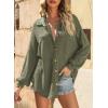 imageSHEWIN Womens Waffle Knit Button Down Shirts Casual Long Sleeve Shacket Jacket Boyfriend Tops Blouses Loose FitA Military Green