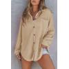 imageSHEWIN Womens Waffle Knit Button Down Shirts Casual Long Sleeve Shacket Jacket Boyfriend Tops Blouses Loose FitB Apricot
