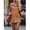 imageSHEWIN Womens Waffle Knit Button Down Shirts Casual Long Sleeve Shacket Jacket Boyfriend Tops Blouses Loose FitB Brown