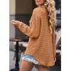 imageSHEWIN Womens Waffle Knit Button Down Shirts Casual Long Sleeve Shacket Jacket Boyfriend Tops Blouses Loose FitB Brown