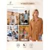imageSHEWIN Womens Waffle Knit Button Down Shirts Casual Long Sleeve Shacket Jacket Boyfriend Tops Blouses Loose FitB Brown