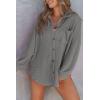 imageSHEWIN Womens Waffle Knit Button Down Shirts Casual Long Sleeve Shacket Jacket Boyfriend Tops Blouses Loose FitB Gray