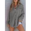imageSHEWIN Womens Waffle Knit Button Down Shirts Casual Long Sleeve Shacket Jacket Boyfriend Tops Blouses Loose FitB Gray