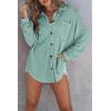 imageSHEWIN Womens Waffle Knit Button Down Shirts Casual Long Sleeve Shacket Jacket Boyfriend Tops Blouses Loose FitB Green