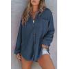 imageSHEWIN Womens Waffle Knit Button Down Shirts Casual Long Sleeve Shacket Jacket Boyfriend Tops Blouses Loose FitB Navy Blue