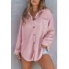 imageSHEWIN Womens Waffle Knit Button Down Shirts Casual Long Sleeve Shacket Jacket Boyfriend Tops Blouses Loose FitB Pink