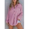 imageSHEWIN Womens Waffle Knit Button Down Shirts Casual Long Sleeve Shacket Jacket Boyfriend Tops Blouses Loose FitB Purple