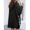 imageSHEWIN Womens Waffle Knit Plaid Shacket Boyfriend Button Down Shirt Hooded Jacket Loose Long Sleeve TopsB Black