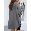 imageSHEWIN Womens Waffle Knit Plaid Shacket Boyfriend Button Down Shirt Hooded Jacket Loose Long Sleeve TopsB Grey
