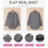 imageSHEWIN Womens Waffle Knit Plaid Shacket Boyfriend Button Down Shirt Hooded Jacket Loose Long Sleeve TopsB Grey