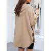 imageSHEWIN Womens Waffle Knit Plaid Shacket Boyfriend Button Down Shirt Hooded Jacket Loose Long Sleeve TopsB Khaki