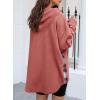 imageSHEWIN Womens Waffle Knit Plaid Shacket Boyfriend Button Down Shirt Hooded Jacket Loose Long Sleeve TopsB Red