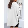 imageSHEWIN Womens Waffle Knit Plaid Shacket Boyfriend Button Down Shirt Hooded Jacket Loose Long Sleeve TopsB White
