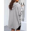 imageSHEWIN Womens Waffle Knit Plaid Shacket Boyfriend Button Down Shirt Hooded Jacket Loose Long Sleeve TopsC Grey