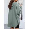 imageSHEWIN Womens Waffle Knit Plaid Shacket Boyfriend Button Down Shirt Hooded Jacket Loose Long Sleeve TopsC Light Blue
