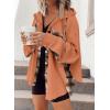 imageSHEWIN Womens Waffle Knit Plaid Shacket Boyfriend Button Down Shirt Hooded Jacket Loose Long Sleeve TopsC Orange