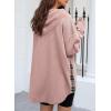 imageSHEWIN Womens Waffle Knit Plaid Shacket Boyfriend Button Down Shirt Hooded Jacket Loose Long Sleeve TopsC Pink