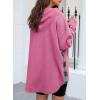 imageSHEWIN Womens Waffle Knit Plaid Shacket Boyfriend Button Down Shirt Hooded Jacket Loose Long Sleeve TopsC Rose