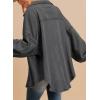 imageSHEWIN Womens Waffle Knit Shacket Fall Fashion Button Down Shirt Jacket Loose Fit Long Sleeve TopsCarbon Grey