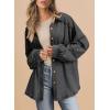 imageSHEWIN Womens Waffle Knit Shacket Fall Fashion Button Down Shirt Jacket Loose Fit Long Sleeve TopsCarbon Grey