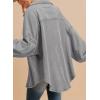 imageSHEWIN Womens Waffle Knit Shacket Fall Fashion Button Down Shirt Jacket Loose Fit Long Sleeve TopsMedium Grey