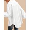 imageSHEWIN Womens Waffle Knit Shacket Fall Fashion Button Down Shirt Jacket Loose Fit Long Sleeve TopsWhite