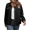 imageSHEWIN Jackets for Women Fall Fashion 2024 Casual Zip Up Shacket Jacket Lightweight Long Sleeve Shirts TopsBlack