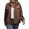 imageSHEWIN Jackets for Women Fall Fashion 2024 Casual Zip Up Shacket Jacket Lightweight Long Sleeve Shirts TopsBrown
