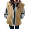 imageSHEWIN Puffer Vest Causal Sleeveless Quilted Jackets Zip Up Outerwear Vests Womens Fall Fashion 2024Parchment Run Big  Order One Size Down