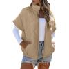 imageSHEWIN Quilted Jackets For Women 2024 Casual Lightweight Short Sleeve Zip Up Warm VestsApricot