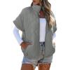 imageSHEWIN Quilted Jackets For Women 2024 Casual Lightweight Short Sleeve Zip Up Warm VestsGray