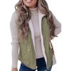imageSHEWIN Women Puffer Vest Casual Stand Collar Sleeveless Puffer Jacket Warm Winter Reversible Zip Up Outerwear with PocketsLight Green