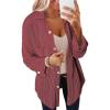 imageSHEWIN Womens Shacket Casual Long Sleeve Button Down Shirts Loose Boyfriend Shirt Jackets TopsB Brick Red