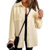 imageSHEWIN Womens Waffle Knit Shacket Fall Fashion Button Down Shirt Jacket Loose Fit Long Sleeve TopsApricot