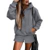 imageSHEWIN Women 2 Piece Outfits Sweatsuit Lounge Sets Oversized Hoodie Sweatshirt Shorts Tracksuit SetB Grey