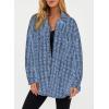 imageSHEWIN Women 2024 Long Sleeve Button Down Shackets Fashion Plaid Pocket Shirts JacketAshleigh Blue