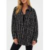 imageSHEWIN Women 2024 Long Sleeve Button Down Shackets Fashion Plaid Pocket Shirts JacketBlack