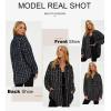 imageSHEWIN Women 2024 Long Sleeve Button Down Shackets Fashion Plaid Pocket Shirts JacketBlack