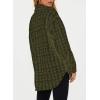 imageSHEWIN Women 2024 Long Sleeve Button Down Shackets Fashion Plaid Pocket Shirts JacketJungle Green