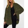 imageSHEWIN Women 2024 Long Sleeve Button Down Shackets Fashion Plaid Pocket Shirts JacketJungle Green