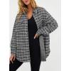 imageSHEWIN Women 2024 Long Sleeve Button Down Shackets Fashion Plaid Pocket Shirts JacketMedium Grey
