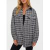 imageSHEWIN Women 2024 Long Sleeve Button Down Shackets Fashion Plaid Pocket Shirts JacketMedium Grey