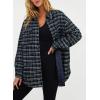 imageSHEWIN Women 2024 Long Sleeve Button Down Shackets Fashion Plaid Pocket Shirts JacketNavy Blue