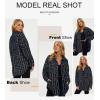 imageSHEWIN Women 2024 Long Sleeve Button Down Shackets Fashion Plaid Pocket Shirts JacketNavy Blue