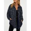 imageSHEWIN Women 2024 Long Sleeve Button Down Shackets Fashion Plaid Pocket Shirts JacketNavy Blue