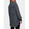 imageSHEWIN Women 2024 Long Sleeve Button Down Shackets Fashion Plaid Pocket Shirts JacketNavy Blue
